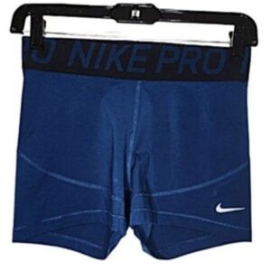 Women's Nike Pro Compression Shorts Blue & Black Waistband Athletic Wear Size M